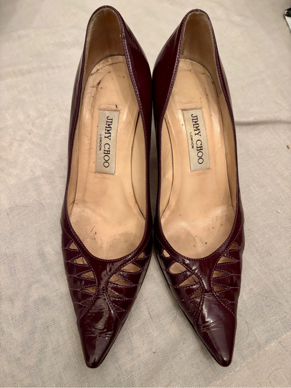 Jimmy Choo Patent Leather Pointed Heels — Size 37.5